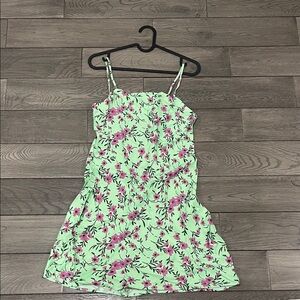 Zara Green and Pink Floral Mini Dress